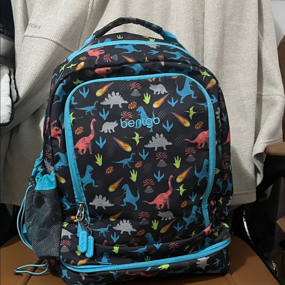 Black and Blue Dinosaur Print Backpack